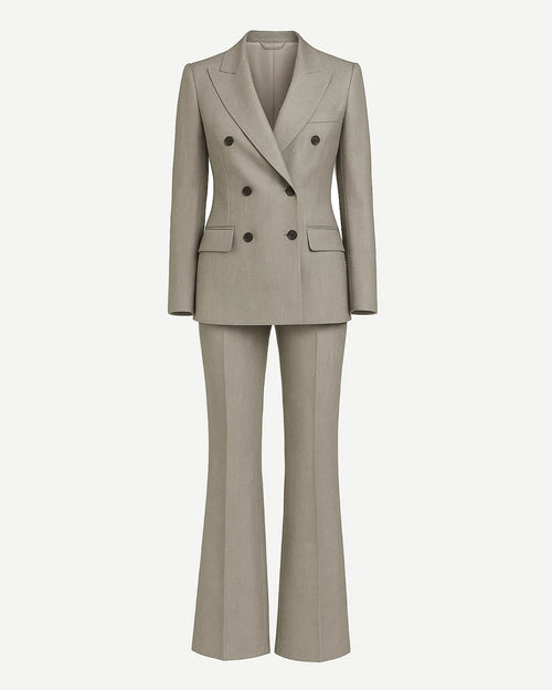 Stone Loro Piana Double-Breasted Flare Suit Set