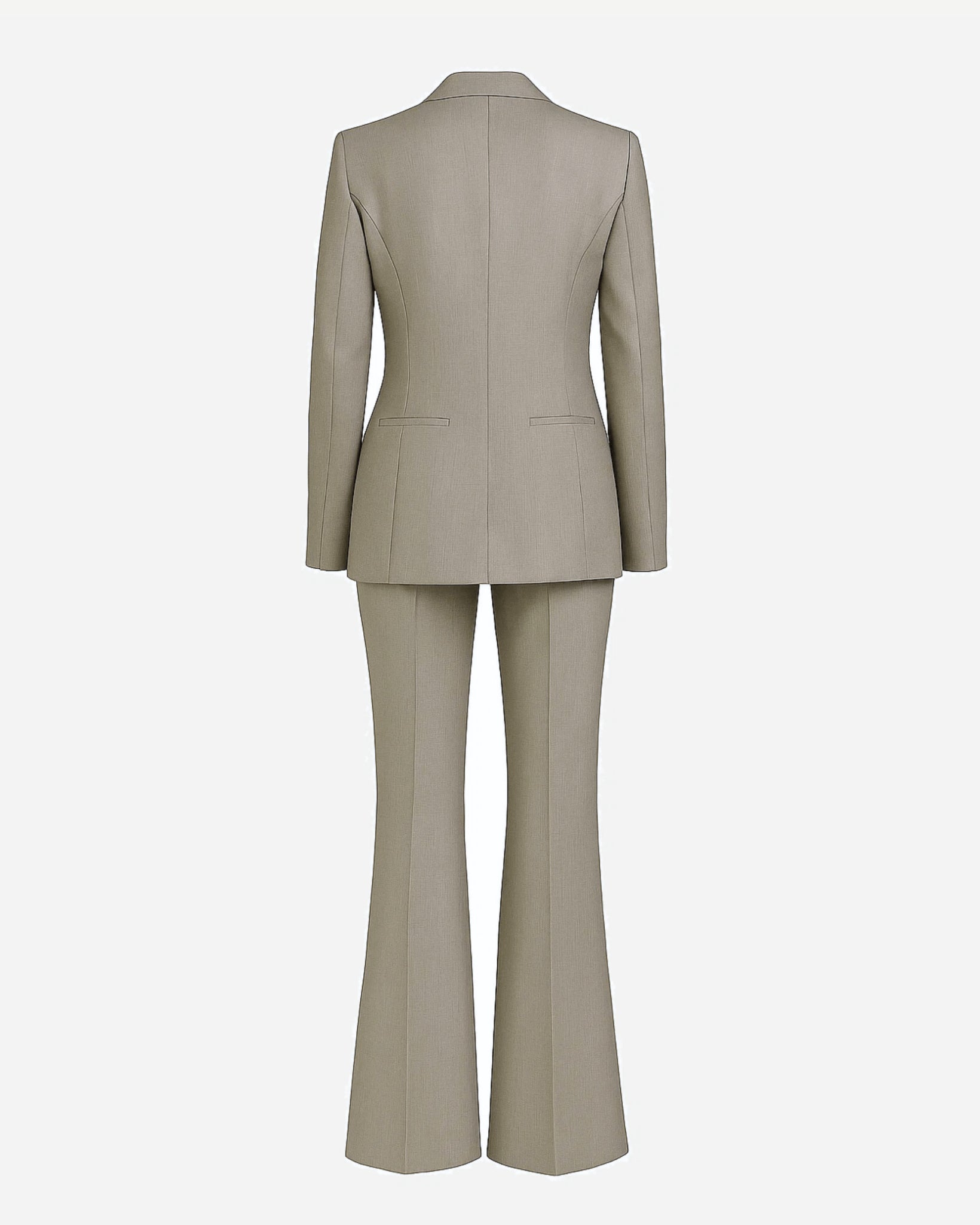 Tailory stone double-breasted flare suit set back view