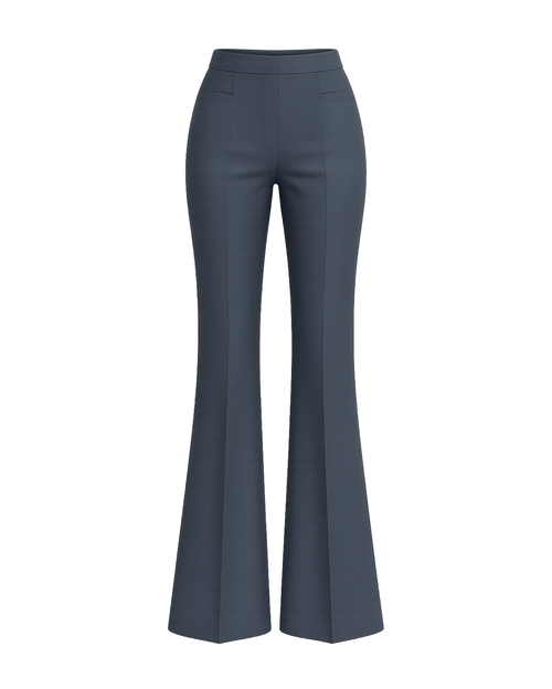 Charcoal Gray Loro Piana High-Waisted Wide-Leg Flare Trousers