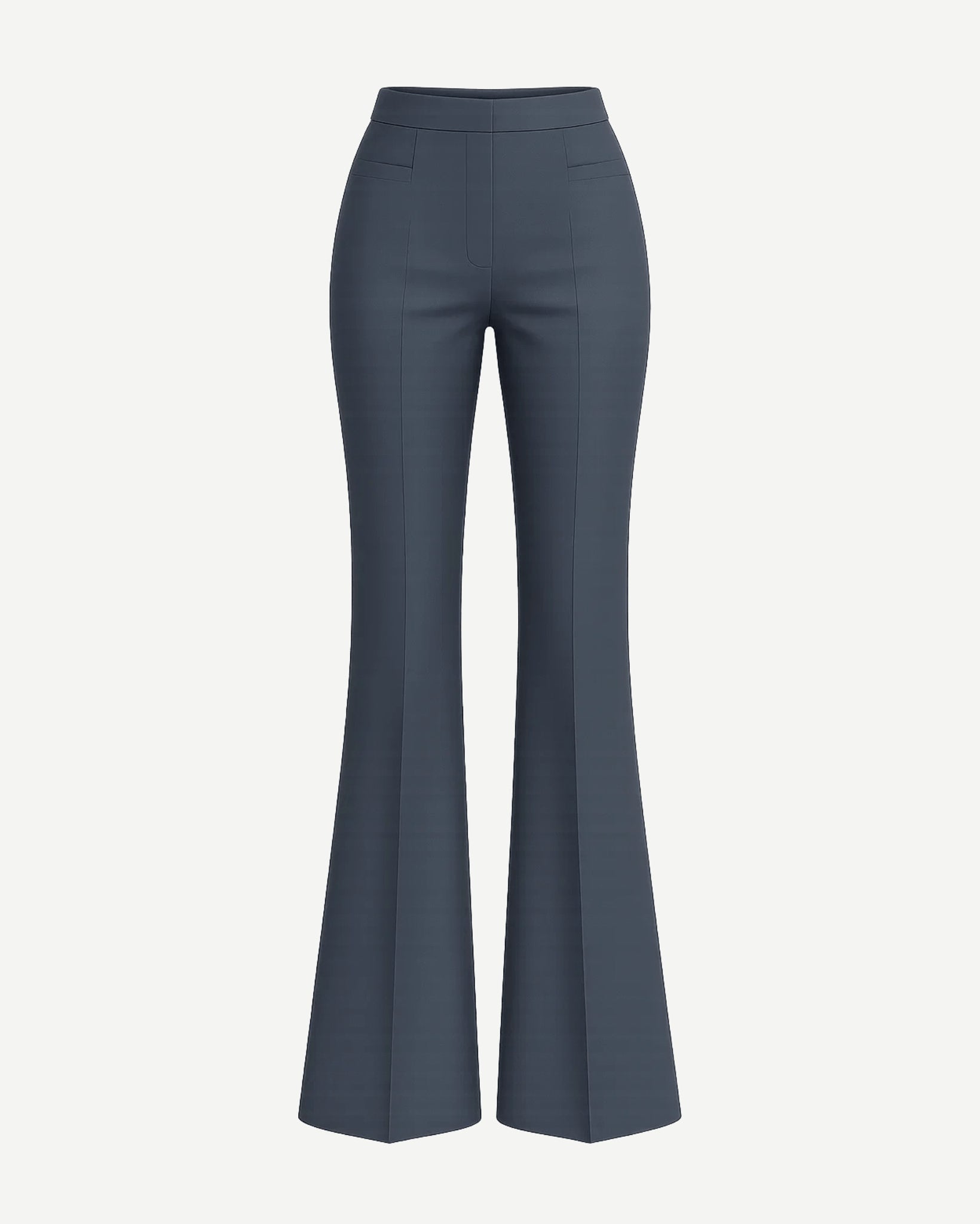 Tailory charcoal gray Loro Piana high-waisted wide-leg flare trousers front view