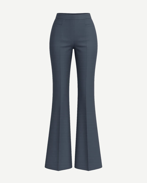 Charcoal Gray Loro Piana High-Waisted Wide-Leg Flare Trousers