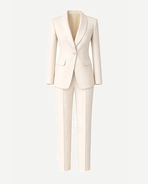 Tailory ivory shawl lapel tailored suit set front view