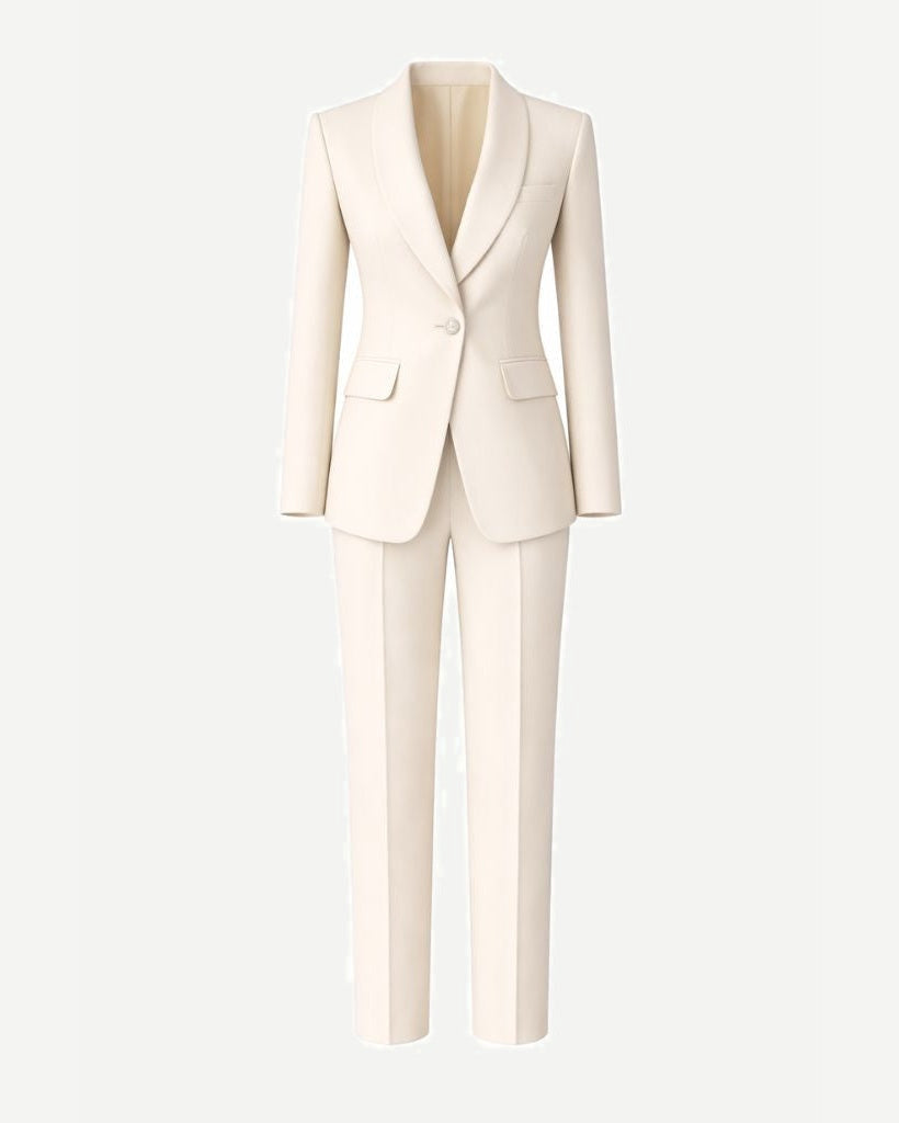 Tailory ivory shawl lapel tailored suit set front view