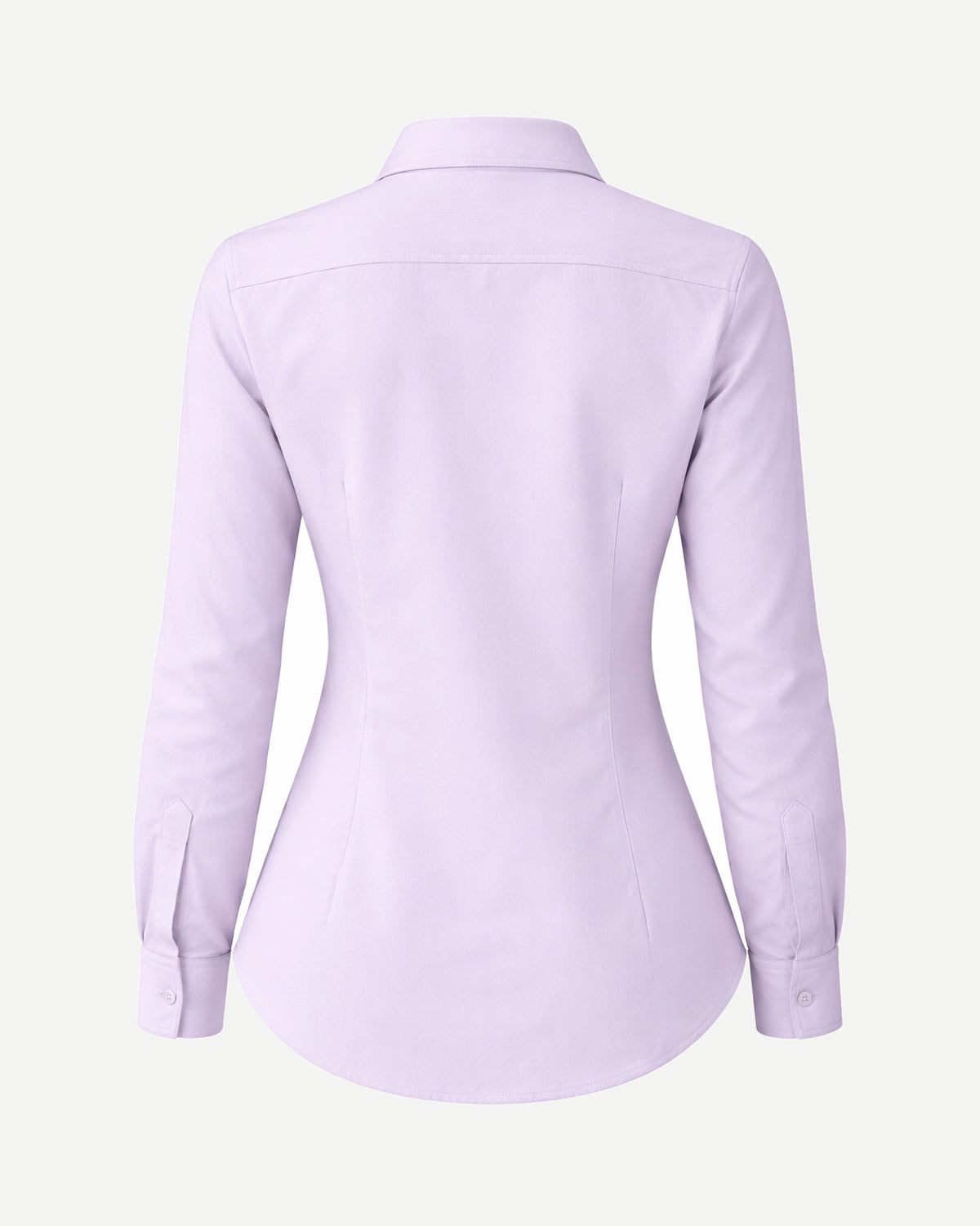Womens light lilac cotton shirt back view on white background