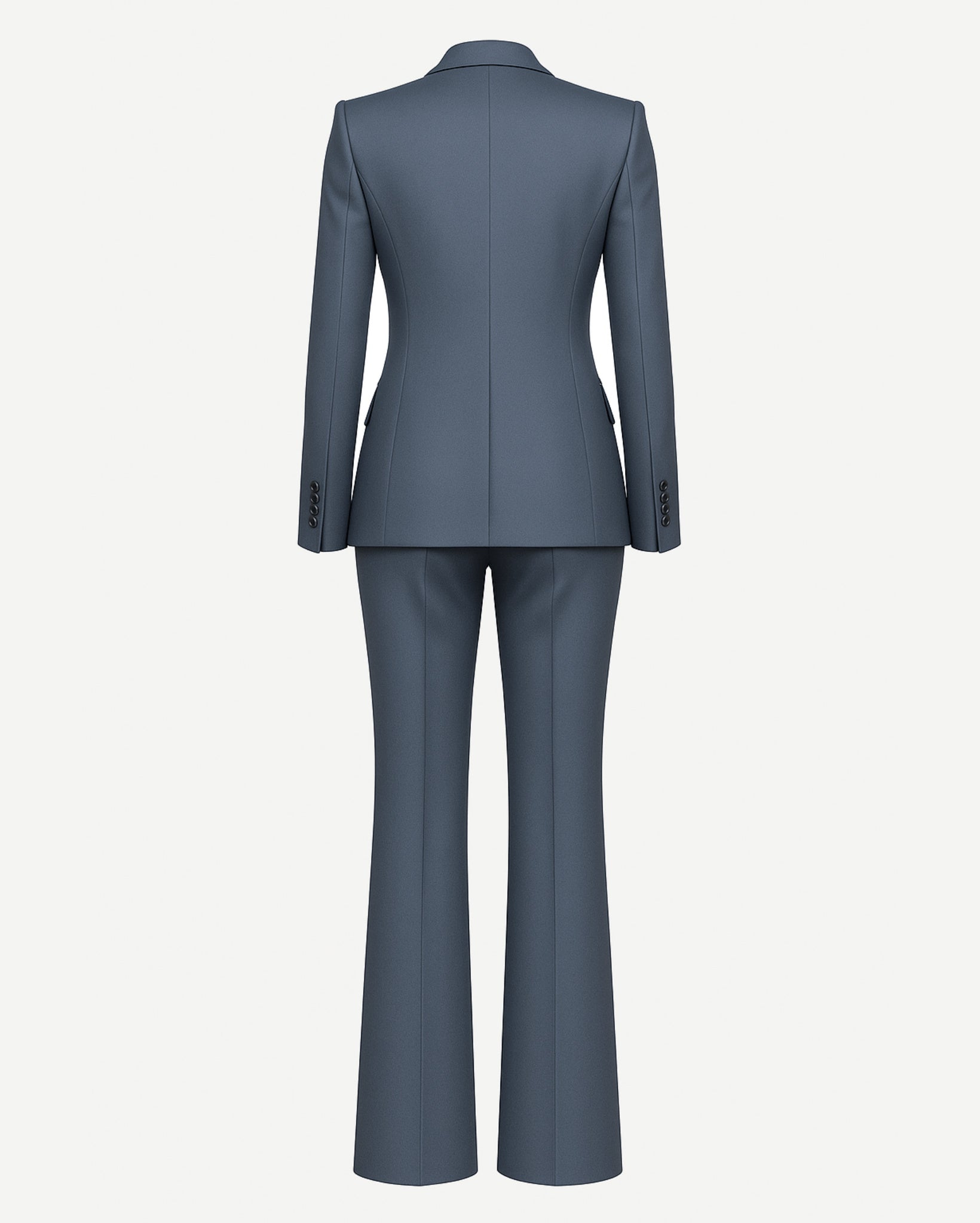 Tailory charcoal gray silk blazer suit set back view