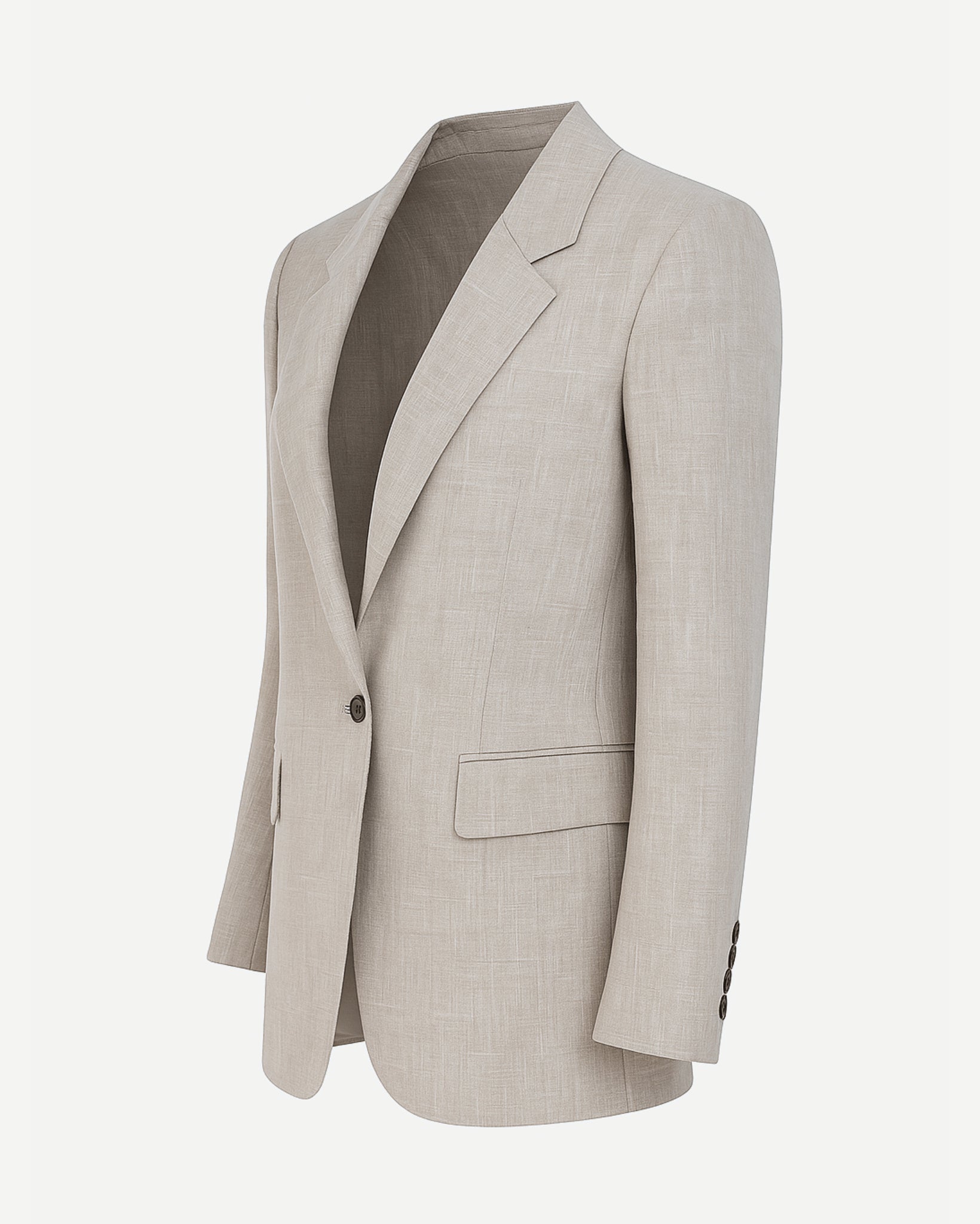 Tailory stone Loro Piana single-breasted summer blazer side view