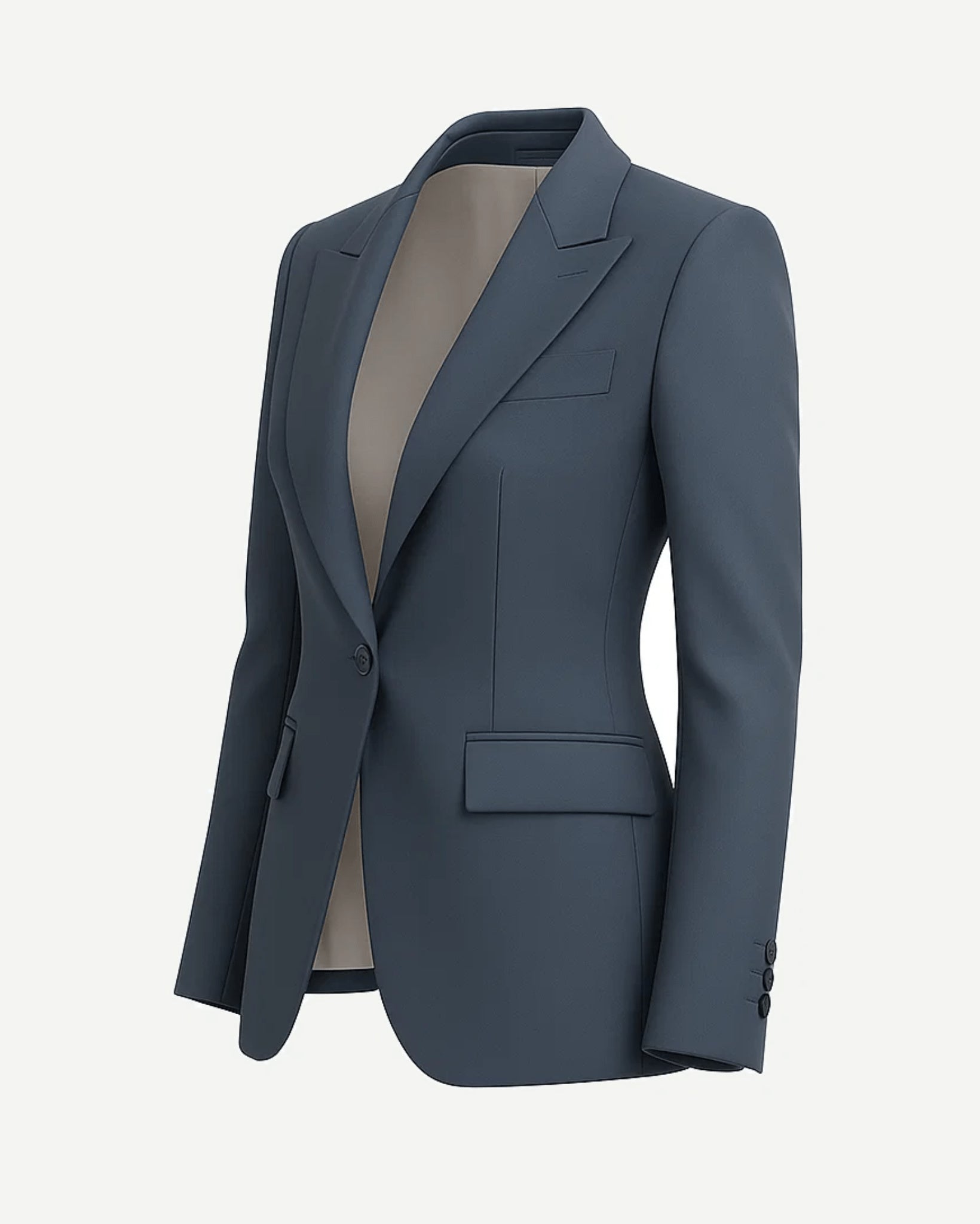 Tailory charcoal gray Loro Piana peak lapel fitted blazer siide view