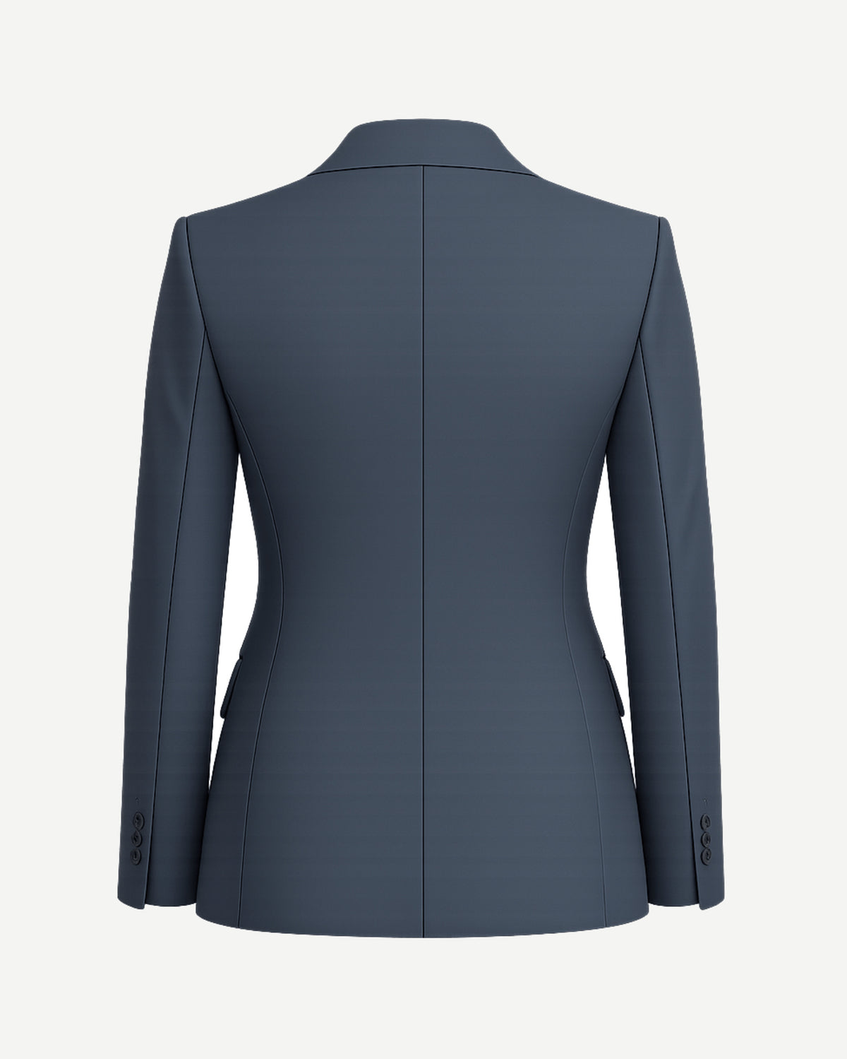 Tailory charcoal gray Loro Piana peak lapel blazer back view