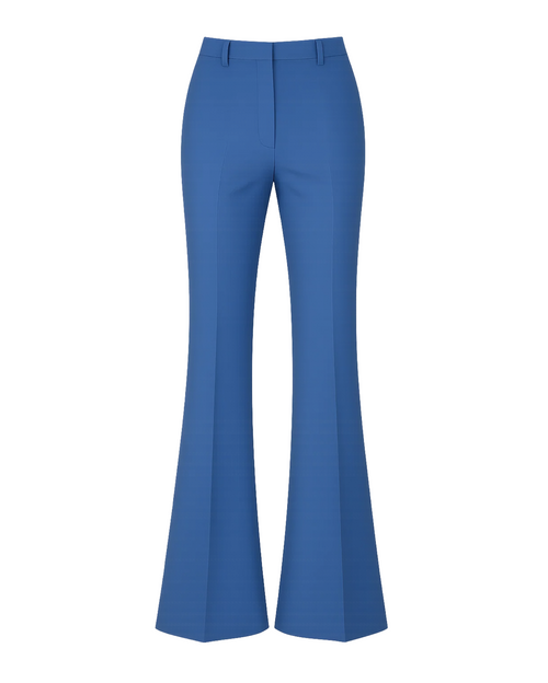Women's Blue Loro Piana Flare Pants Superfine Merino Wool