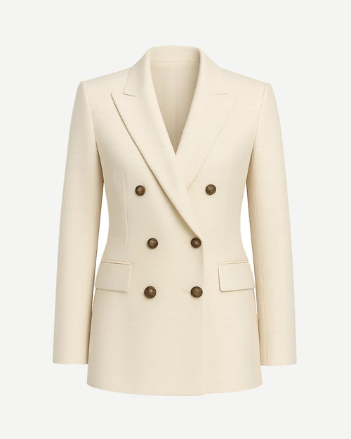 Women's Cream Loro Piana Double Breasted Tailored Blazer