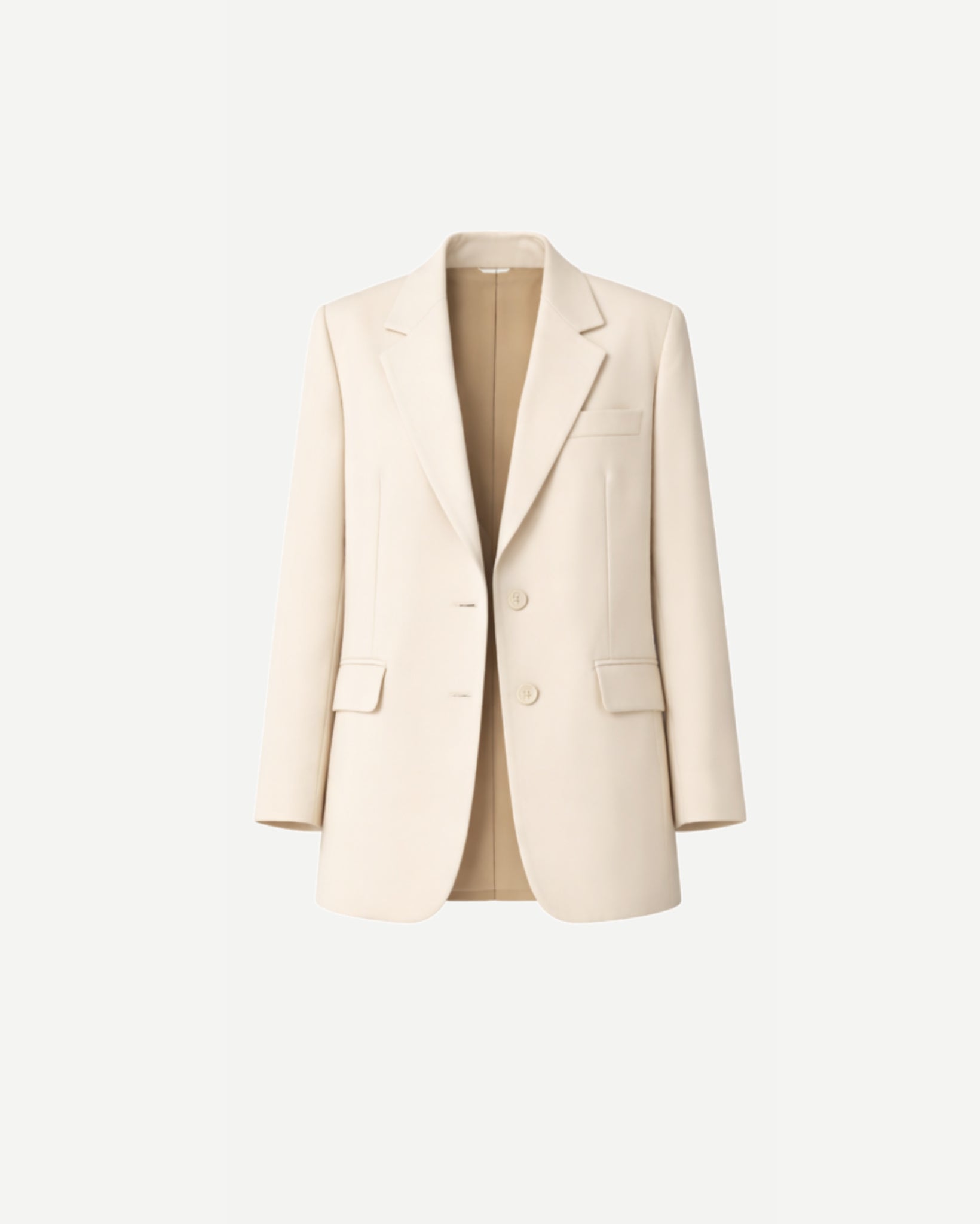Women's Wearhouse | Women's Oversized Cream Suit Jacket in a soft cream tone, featuring a relaxed fit with notch lapels, two-button closure, and flap pockets for sophisticated tailoring.