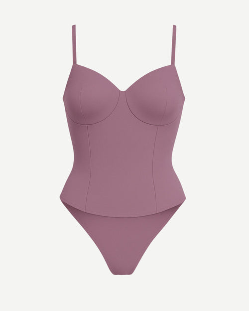 Women's Pink Loro Piana Corset Bodysuit Superfine Merino Wool