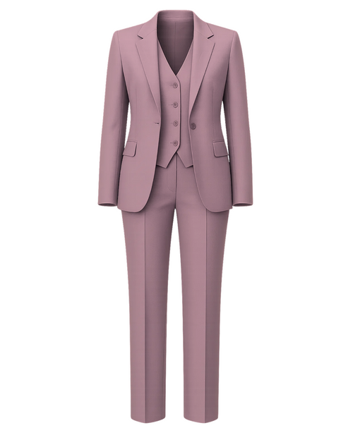 Women's Pink Loro Piana Three Piece Tapered Pants Suit