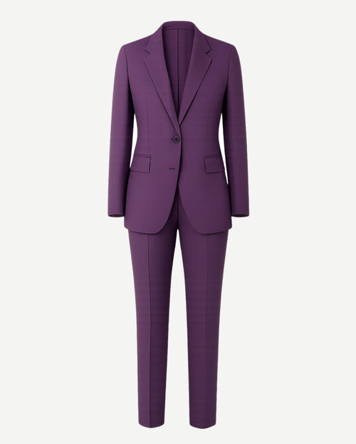 Women's Purple Loro Piana Blazer Tapered Pants Suit Set