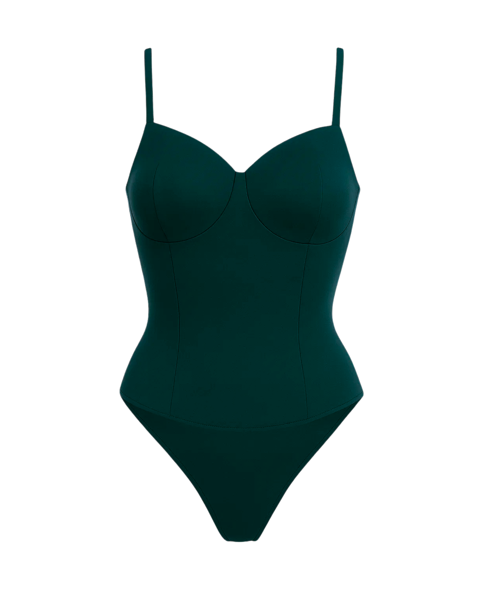 Women's Teal Loro Piana Corset Bodysuit Superfine Merino Wool featuring a fitted silhouette with structured cups, slim contouring seams, delicate adjustable straps, and a sleek elegant finish.