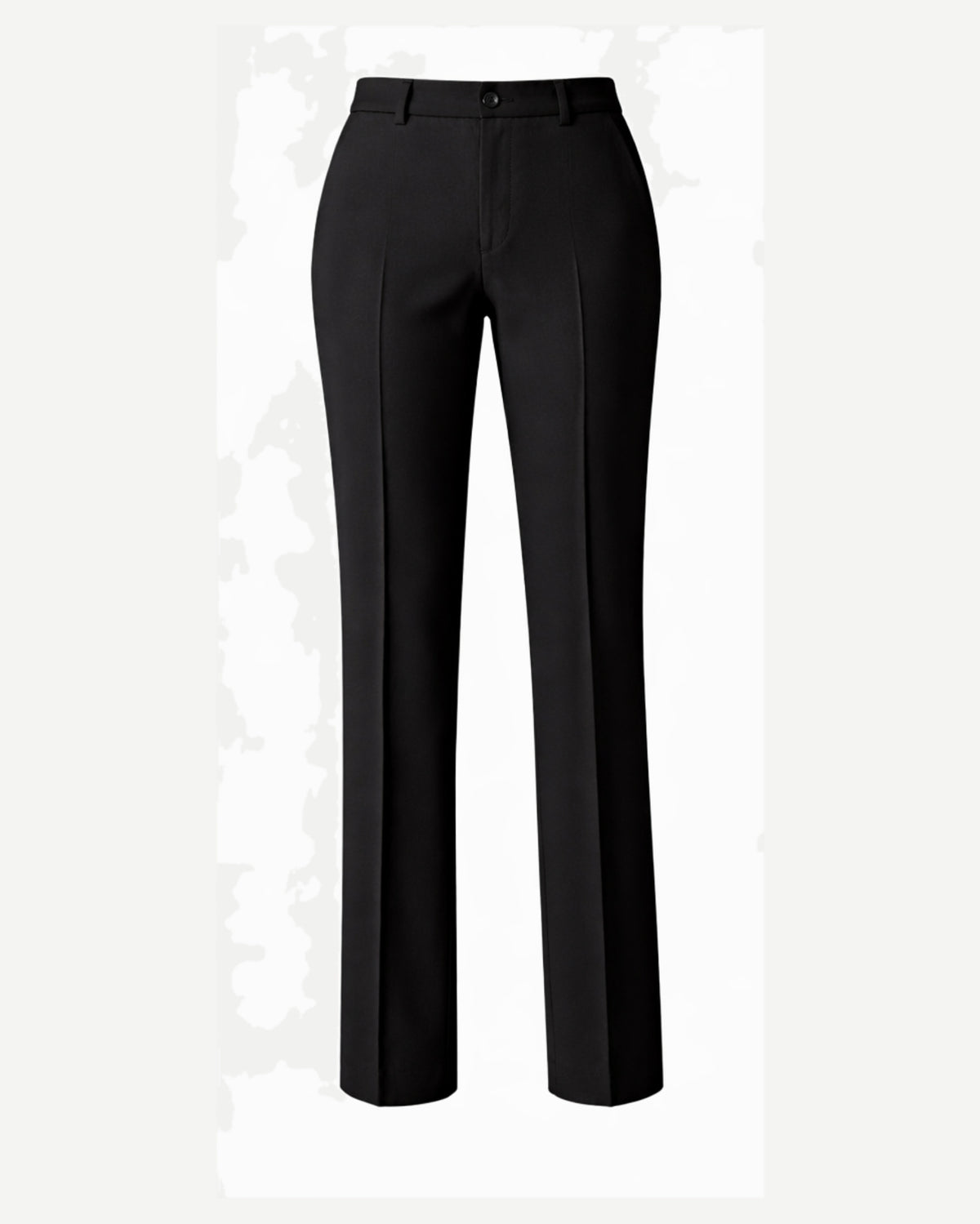 Women's Wearhouse | Black Fitted Suit Trouser in a tailored black fabric featuring a slim, straight-leg cut with front creases, belt loops, and a classic waistband for sophisticated women's suiting.