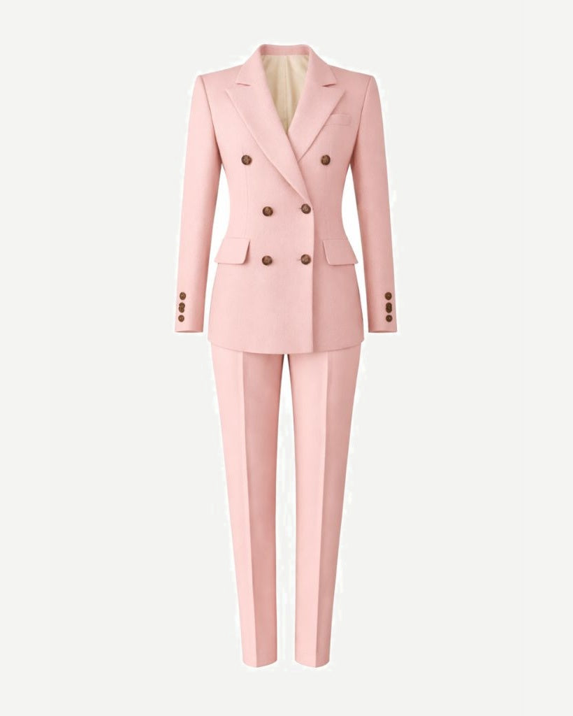 Tailory blush pink double-breasted tailored blazer front view